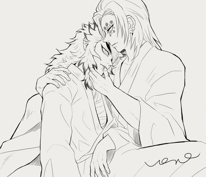 昼間からモチベアップ用に好きなシチュをちょと描いてみたよ。ラクガキなんで雑いです😅

朦朧とした意識の中、吐血した煉獄さんの🩸を指で拭ってあげる宇髄さんの図💕💕💕

はやく出血🔥コロこっとで看病ごっこしたいなぁ❤️ウフフ…。 