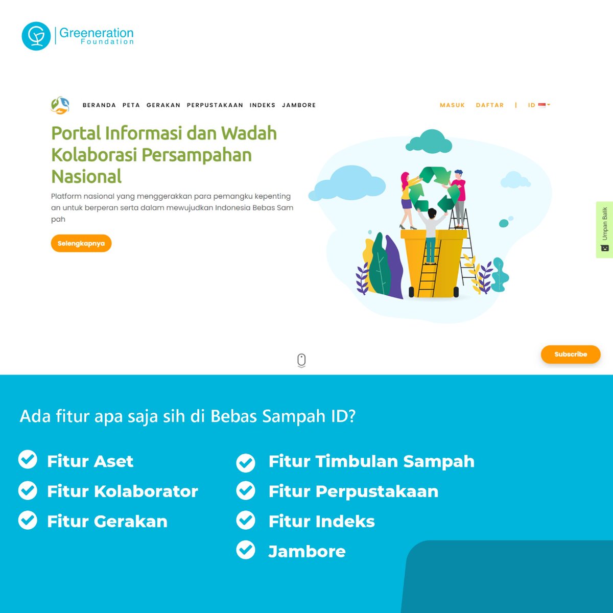 greenerationid's tweet image. Yuk, kenalan lagi dengan Bebas Sampah ID!
Salah satu platform di Greeneration Foundation.

#IndonesiaBebasSampah
#BebasSampahID
#ProgramGF
#Dari2021untuk2025
#ZeroWaste
#MulaiDariGenggamanmu