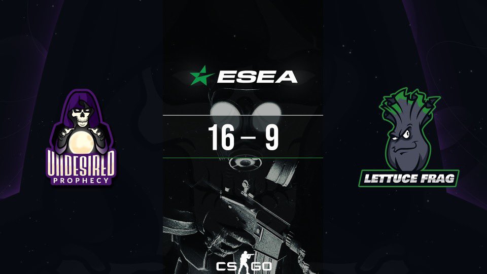 UndesiredProph's tweet photo. [#UPCSGO] 

We beat Lettuce Frag Riot 16-9! GGs to them! 

#GoinUP #CSGO https://t.co/I9hCqofeou