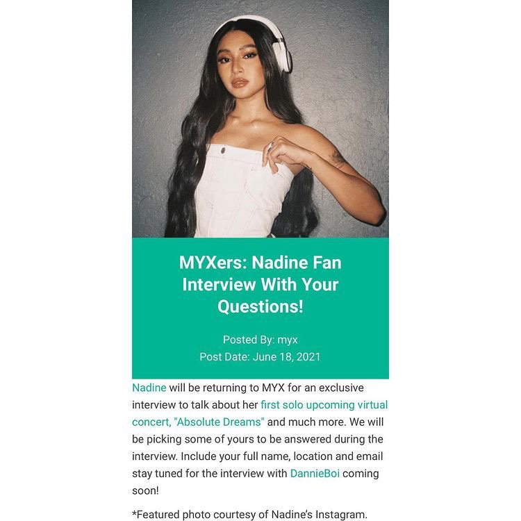 x01_mer's tweet photo. 📍6/23 6pm - MyxPH Kwentong Barber w/ special guest Nadine Lustre
Follow myxph kumu acct https://t.co/6R6fFWgle5
📍6/25 TBA - another KUMU session wi/ Nadine with BJ and Lyn
📍6/28 6:30pm - #TogetherWithUs w/ Nadine Lustre
Streaming on @TaskUsPH FB account
TBA with MYX Global https://t.co/iaOHVLPiUO