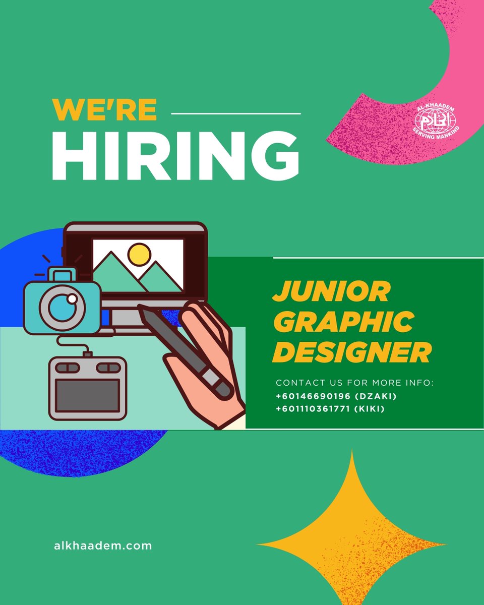 alkhaadem's tweet photo. HIRING: FULL-TIME JUNIOR GRAPHIC DESIGNER
 
If your idea of communication is creative visuals, then we want YOU!

Send you credentials to: 
  
Enquiries: 014 669-0196 (Dzaki) or 011 1036 1771 (Kiki).

Ps: We don’t have eat fresh grads for breakfast – so feel free to apply! https://t.co/wLVPewPpkL