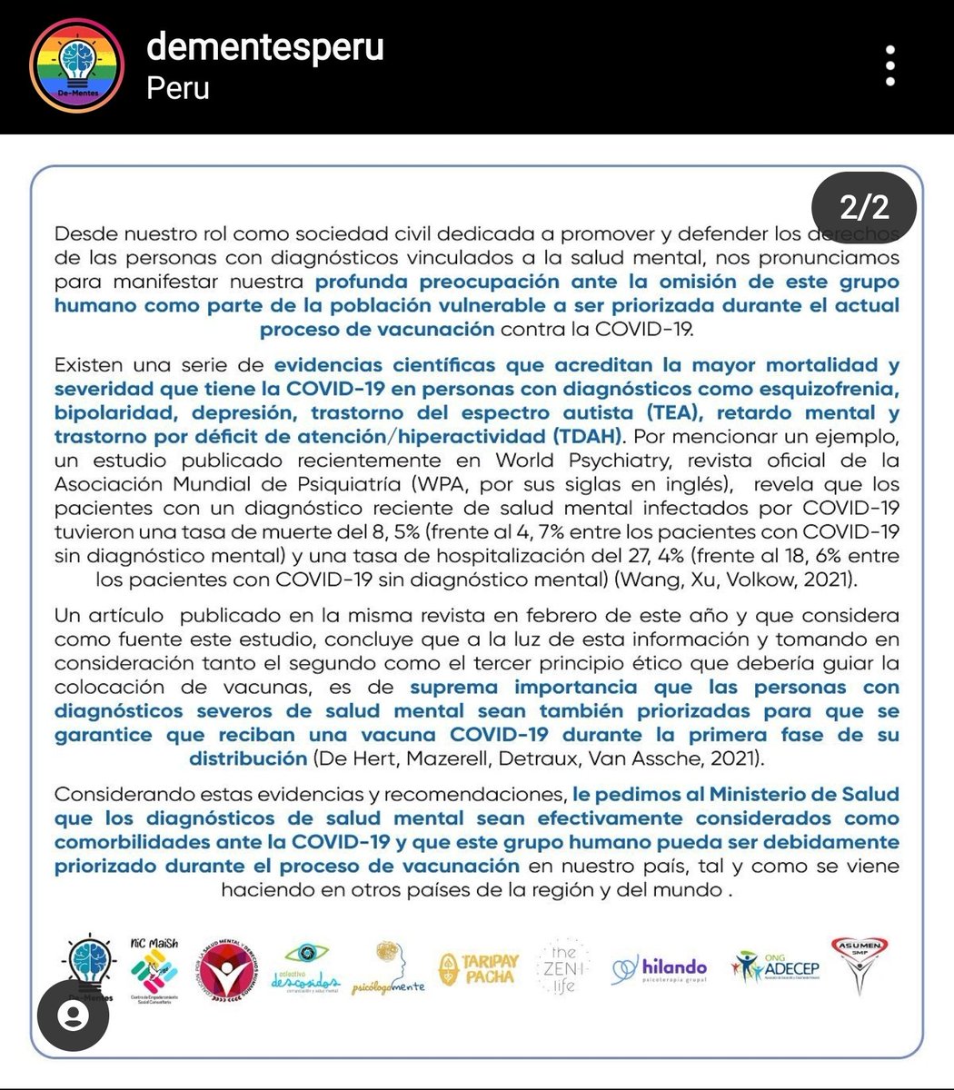 villegas_mf's tweet photo. @FabrizioTejada1 @CRicardoPalma @Minsa_Peru @SuSaludPeru @Defensoria_Peru @IndecopiOficial 1. No justifiques la discriminación y el maltrato
2. Decir en redes sociales que soy bipolar no es "jalar cámara", sino arriesgarme a comentarios como el tuyo y más actitudes discriminatorias.
3. Infórmate: sí, los cuadros graves y la mortalidad aumentan. https://t.co/2C4dGEQxQC