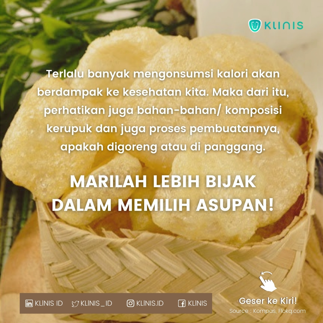 klinisid's tweet photo. Minis mau ingetin aja, jangan lupa tetap atur pola makan kita dan jangan sampai berlebihan mengonsumsi kerupuk/ keripik. Jaga kesehatan ya, Teman! #kesehatan https://t.co/RQOUQGR12z