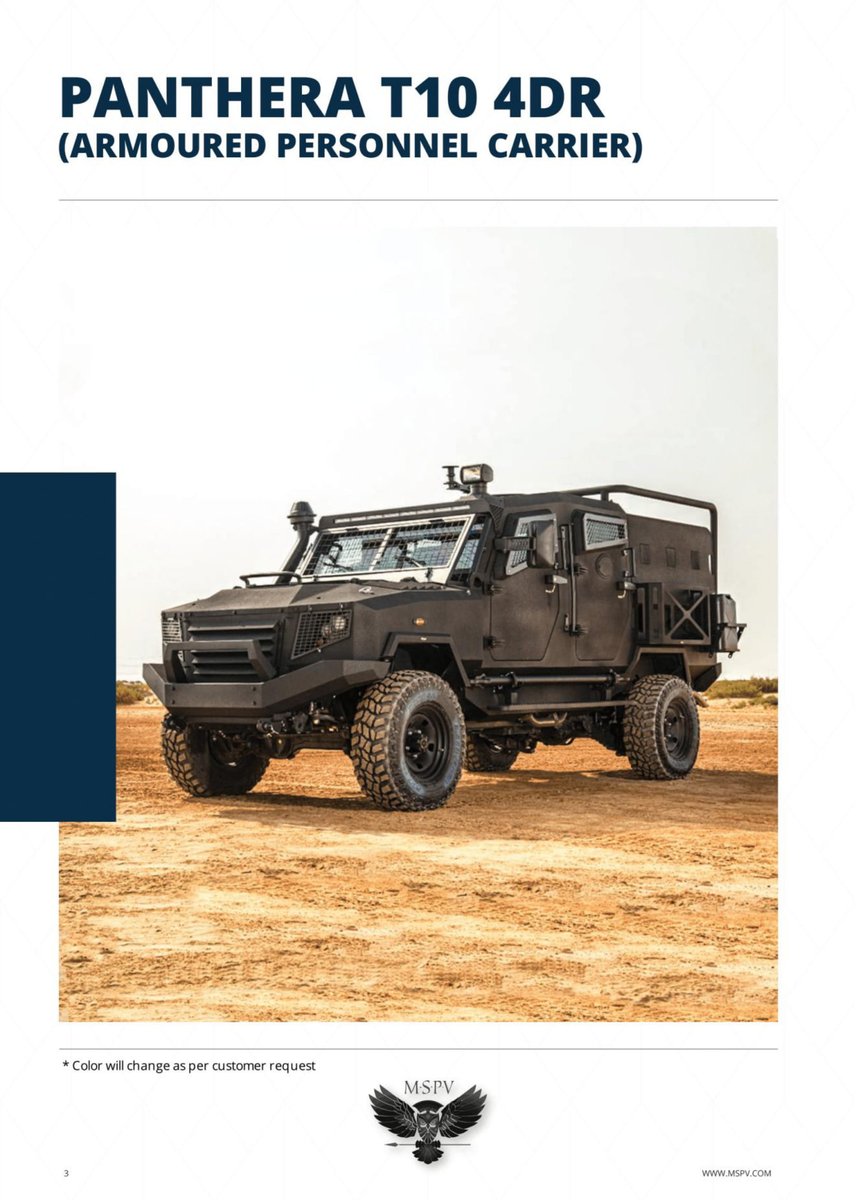 MSPVINDIA's tweet photo. MSPV Armoured Personnel Carriers India
Protection Level:- B4+/B6/B7/Stanag-1/Stanag-2
Contact us at +91 8796090783(WhatsApp)+971 55 608 9277 bhushan@mspv.in visit https://t.co/hSjizOmEtx  
#ArmouredPersonnelCarriersIndia #ArmouredPersonnelCarrierIndia #ArmouredVehiclesIndia https://t.co/tAqAwJJHxV