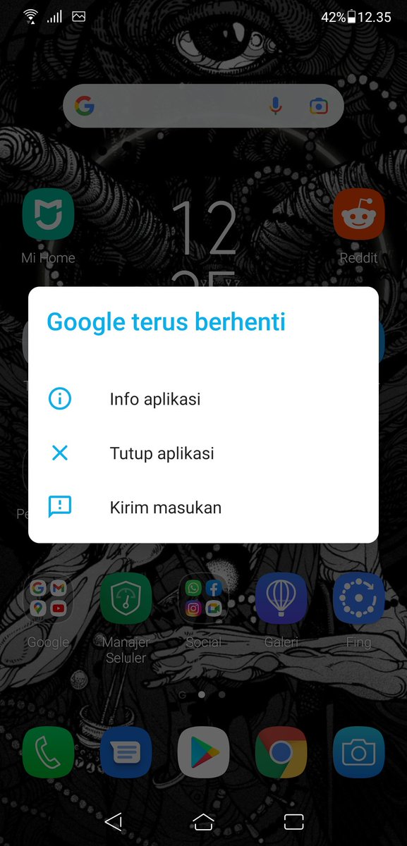 Rayyanshow's tweet image. ada apa ini google? Apakah ada yg mengalami hal yg sama? popup google terus berhenti selalu muncul.#google #googleerror