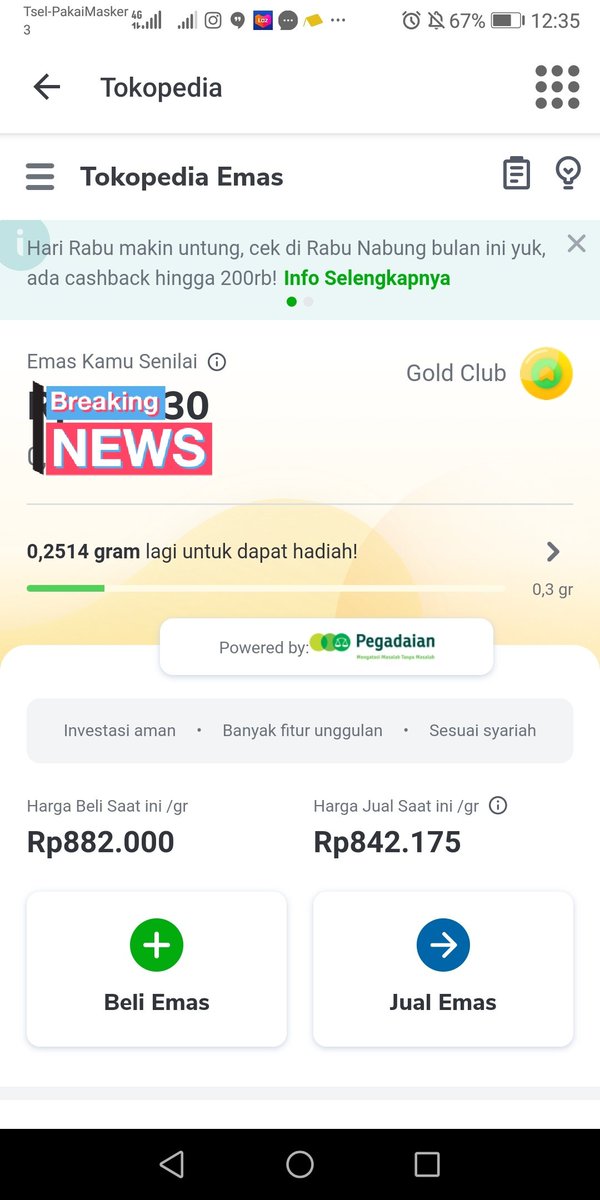 fajarindo2's tweet photo. @TokopediaCare min gw narik dana lewat penjualan emas, keterangannya gagal tp kepotong dananya. Gimana ini min. https://t.co/61hxyoajgQ