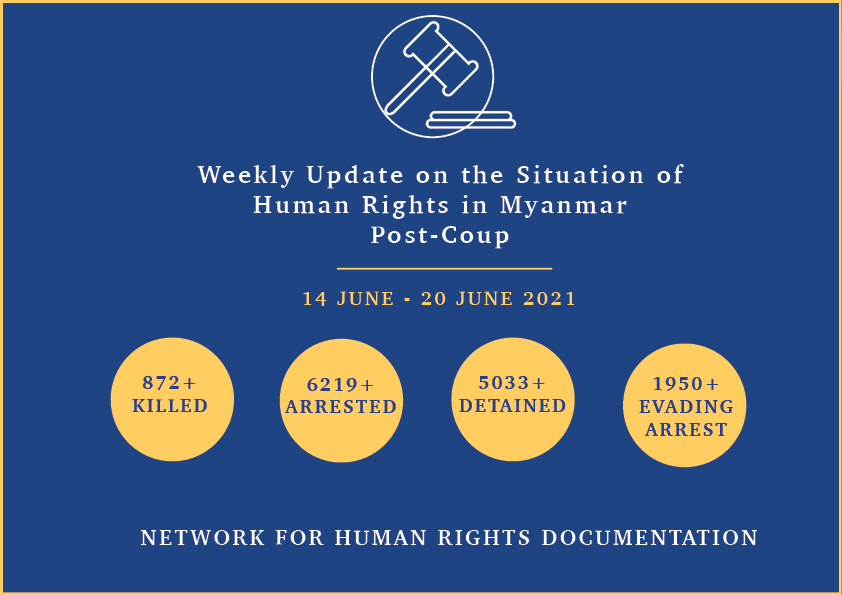 NDBurma's tweet photo. A fire set by the junta destroyed a village as calls by #CSOs on #WorldRefugeeDay &amp; Day to End Sexual Violence in Conflict highlighted growing need for protection of vulnerable grps. Civilian resistance ongoing. See in full on FB: https://t.co/VIzaqevqul
#WhatsHappeningInMyanmar https://t.co/BYHxw1BimP