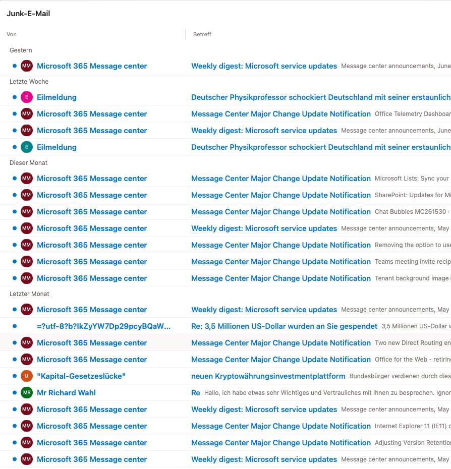 vranx's tweet photo. Was Microsoft Outlook so als Junk-E-Mail einstuft 🤔 https://t.co/DewbfVqlZ0