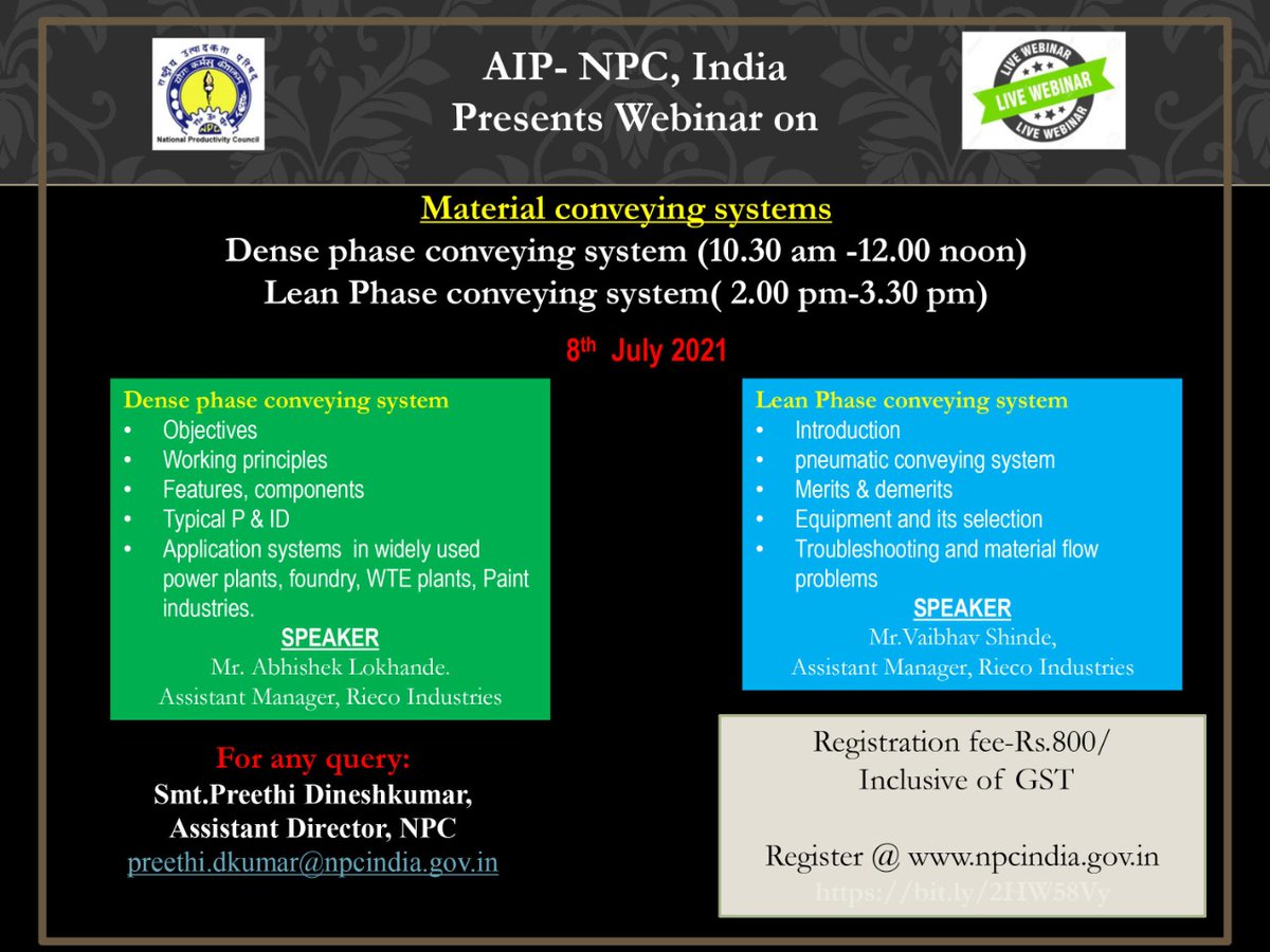 #NPC #webinar on material  #conveying systems on 8th July 2021.
#shreecement
#ambujacement
#lafarge 
#ACC 
#ultratech
#dalmia 
#ramcocement 
#indiacement