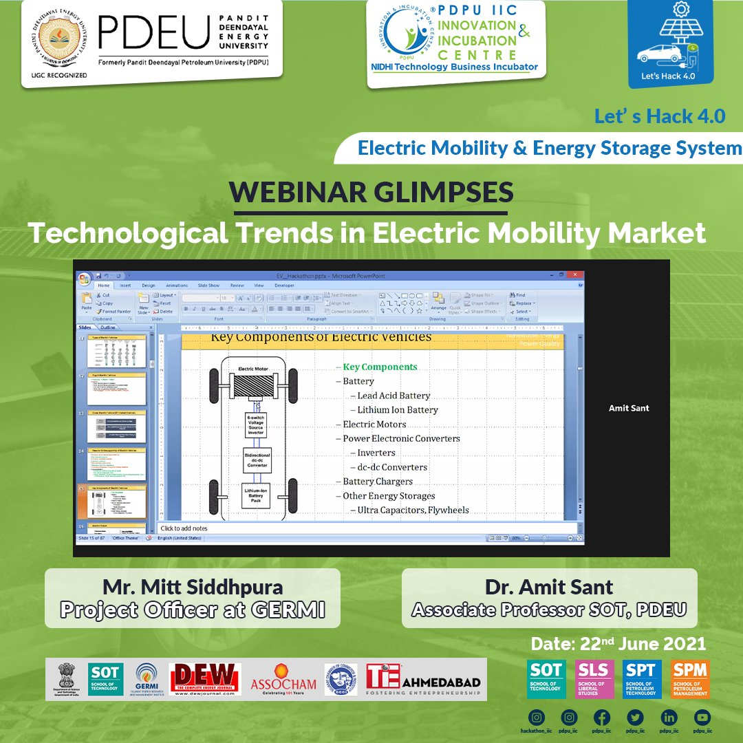 iicpdeu's tweet photo. Glimpses of webinar series for Letβs Hack 4.0 on the topic of Technological Trends in the Electric Mobility Market by Mr. Mitt Siddhpura and Dr. Amit Sant.
#Energystorage #Hackathon4 #hackthecrisis #hackitup #hackathon2021 #letshack #letshackcovid19
#hackathontheevent #hackathon https://t.co/TRxK9sJ3aA