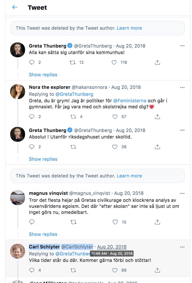 After 14 minutes of picture strike posted at 10.27AM. Without tags. Without any following. There's this common guy for Mommy Janine and Greta (other investigation) commenting. How did they know? Simple: tracked text on T network: Close attention: "skolstrejkar för klimatet":