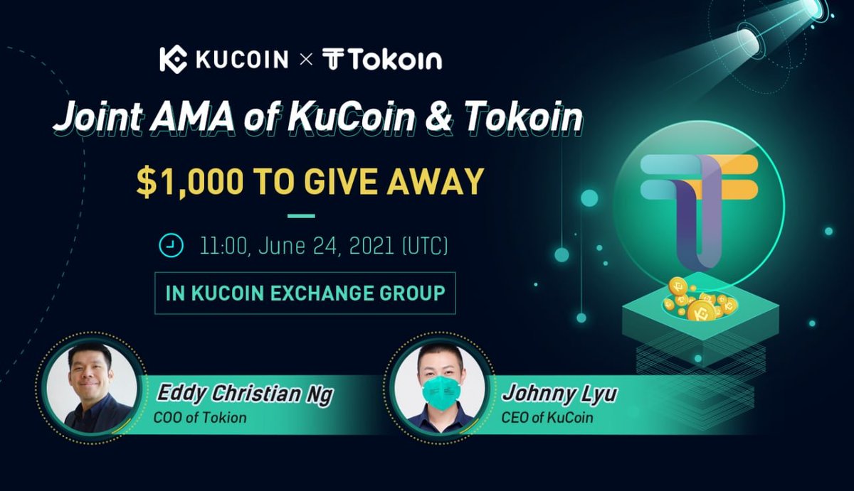 kucoincom's tweet photo. Join the joint AMA of #KuCoin &amp; #Tokoin, $1,000 ($500 in $KCS &amp; $500 in $TOKO) to give away!
 
⏰ Date: 11:00 on June 24 (UTC)
📍 Venue: https://t.co/tGuGCYpuf8
➡️ Details: https://t.co/pKslpJsxr5
 
Follow @kucoincom &amp; @TokoinGlobal, RT, and we will select 10 ppl to share $200. https://t.co/O3uENwNuNm