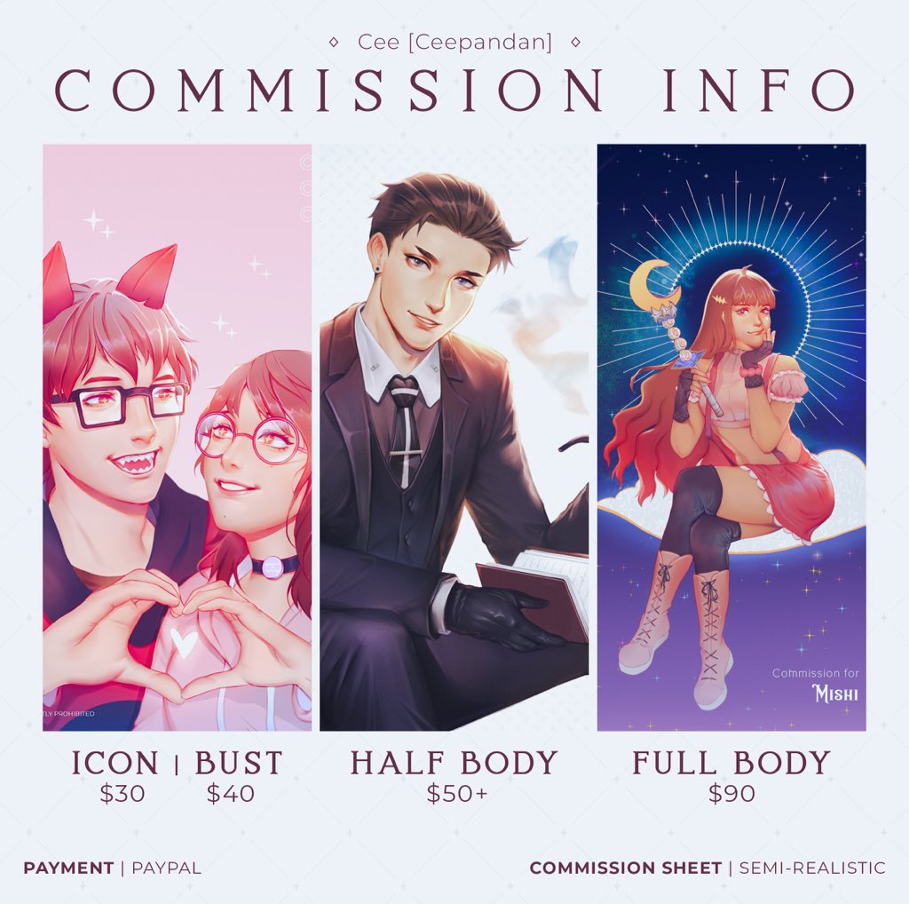 cee_pandan's tweet photo. Hola, Cee here! I'm finally open for commissions 🤗🌸🍃✨ 

I can work with various themes. Ask any questions you like~

🔮 ToS &amp; more comms info: https://t.co/95hKbJ5c8Y
🔮 ceepndn.art@gmail.com 

✧ Any interactions are appreciated! ✧ https://t.co/YnCkQ8296a