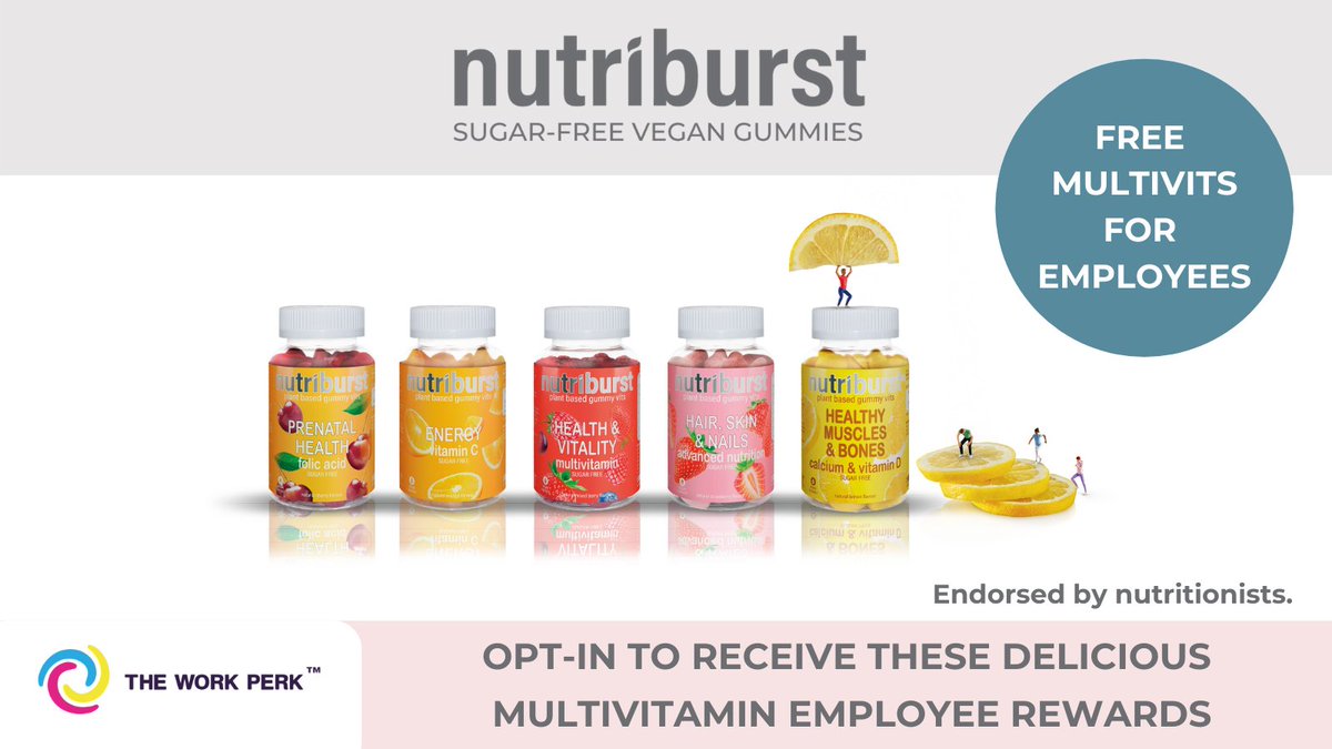 TheWorkPerk's tweet photo. Keep your employees happy, healthy and bursting with energy! We're rewarding workers across the UK with delicious multivitamins, giving them the nutritional support their body needs. Opt-in your company now and enjoy #nutriburstvits #nutriburst #nutribursters https://t.co/wOoKy5simE