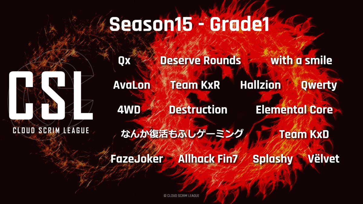 CSL_temp's tweet photo. CSL Season 15 Roster
明日から始まるSeason15 Grade1 Grade2 のロースターが確定しました!
#CSL
#PUBG_MOBILE https://t.co/pahitsAmpB