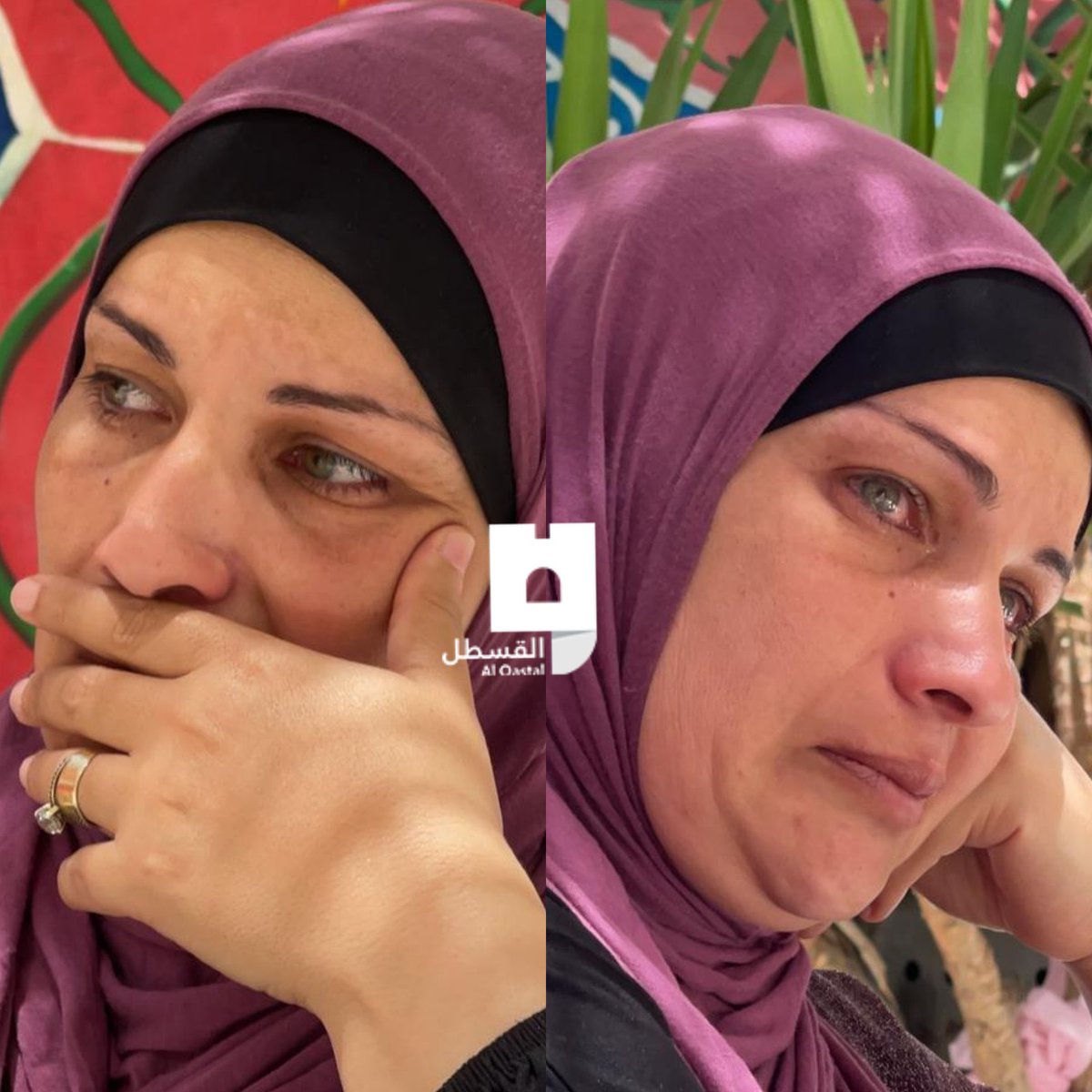 Gaza_2021's tweet photo. 'He was going to start the high school exams on Thursday ... The grief and tears of the boy’s mother, Jihad Abu Ramoz, over the arrest of her son by the occupation forces at dawn today. #SaveSheikhJarrah #SavePalestine https://t.co/v9EkG5AHPQ