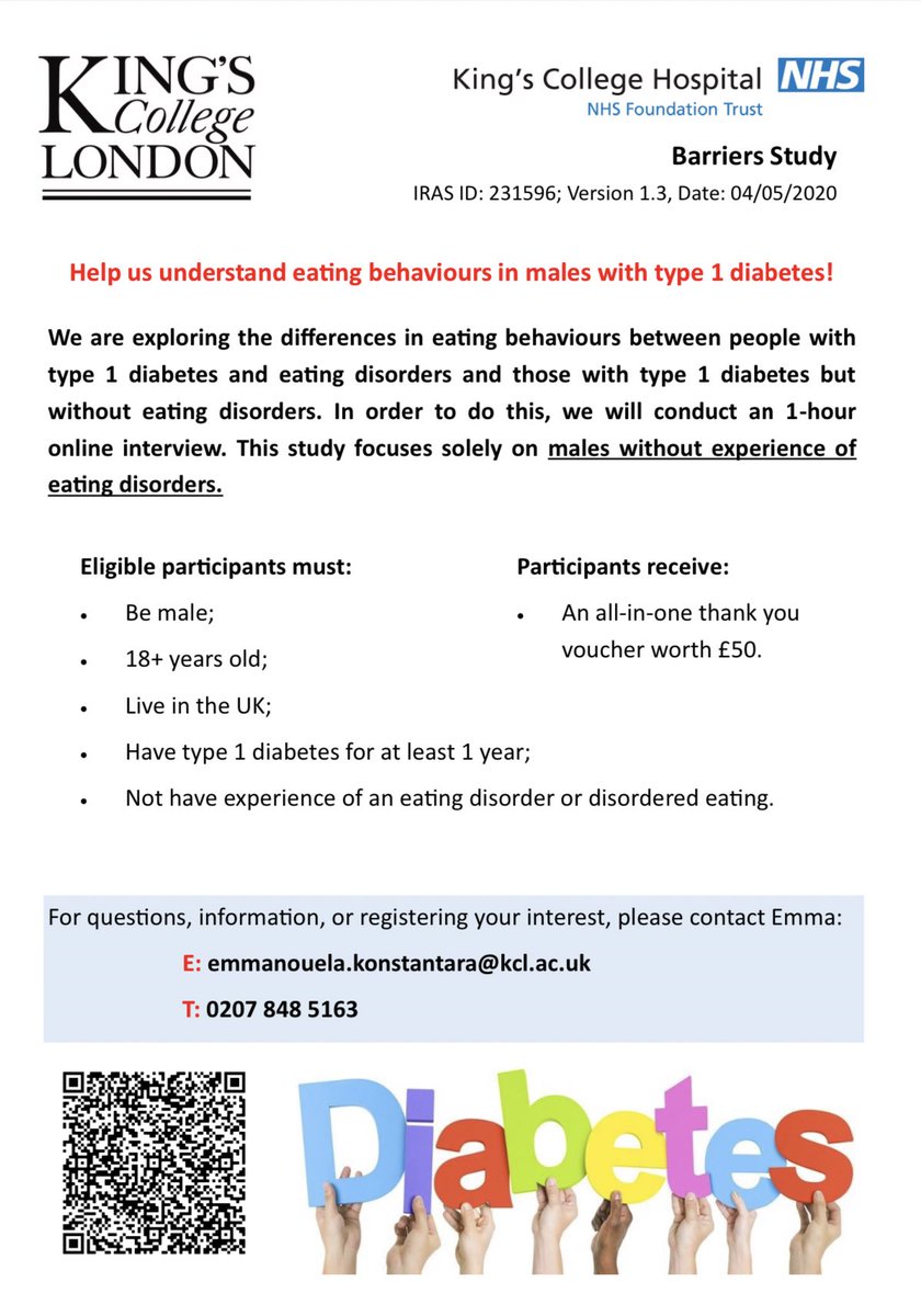 EmmaKonstantara's tweet photo. If you:
✔️Are male
✔️Living with #T1D 
✔️Happy to talk about eating habits but do NOT have an eating disorder, PLEASE get in touch!
#GBDoc https://t.co/1k26r3hN8w