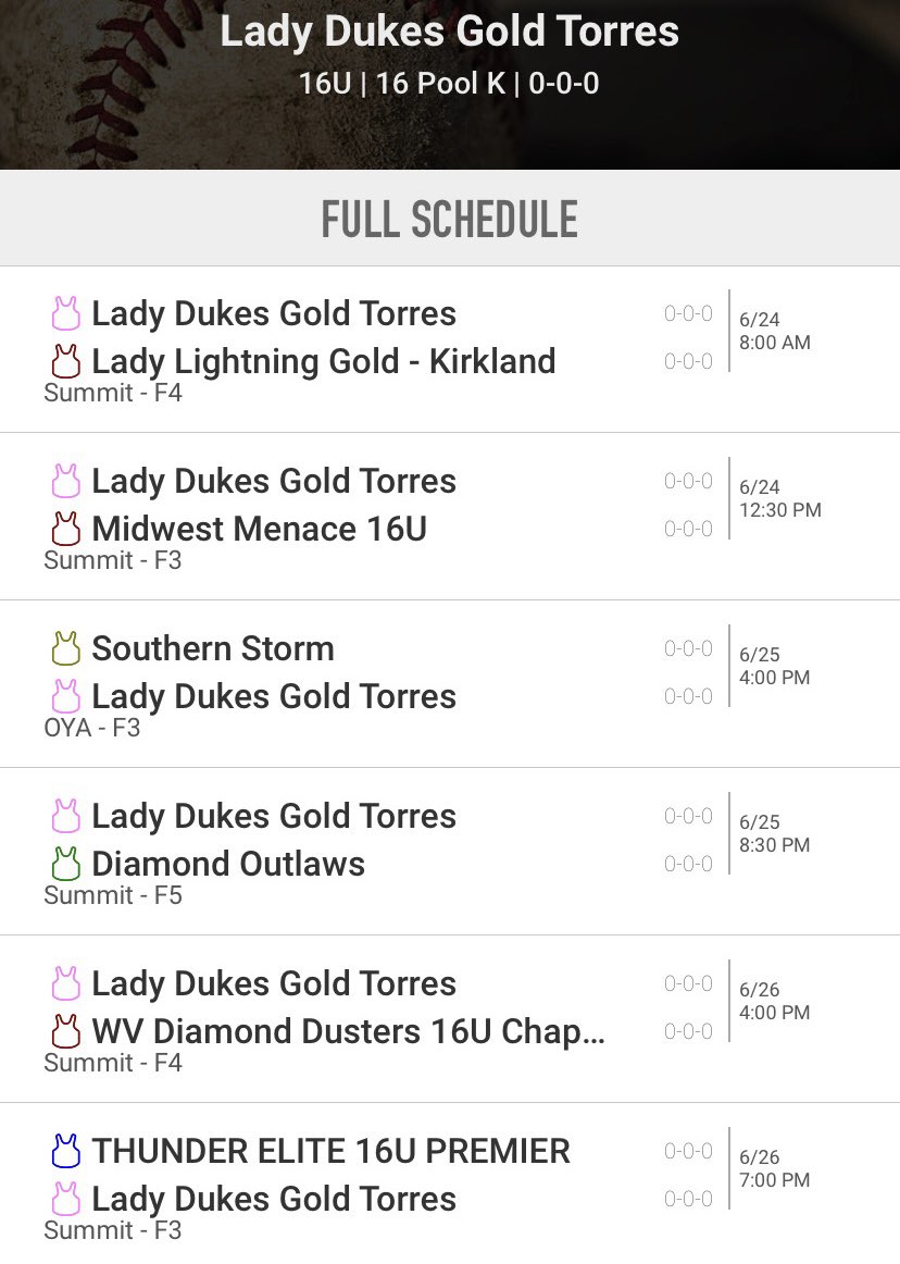 Unity Torres (@unitytorres18u) on Twitter photo The Lady Dukes are headed to Chattanooga, TN this week. We will be LIVE streaming our games on Facebook and archived on YouTube. @Ladydukesnj <a href="/D1Softball/">D1Softball</a> @StriveSoftball <a href="/IHartFastpitch/">I❤️Fastpitch</a> <a href="/ExtraInningSB/">EXTRA INNING SOFTBALL</a> <a href="/UNCOMMITTEDBSB/">Baseball Uncommitted</a> <a href="/WoodsRecruiting/">Al Woods</a> The Lady Dukes are headed to Chattanooga, TN this week. We will be LIVE streaming our games on Facebook and archived on YouTube. @Ladydukesnj <a href="/D1Softball/">D1Softball</a> @StriveSoftball <a href="/IHartFastpitch/">I❤️Fastpitch</a> <a href="/ExtraInningSB/">EXTRA INNING SOFTBALL</a> <a href="/UNCOMMITTEDBSB/">Baseball Uncommitted</a> <a href="/WoodsRecruiting/">Al Woods</a>