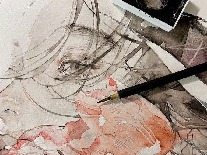 Calmato
絵墨・透明水彩・アルミ箔 