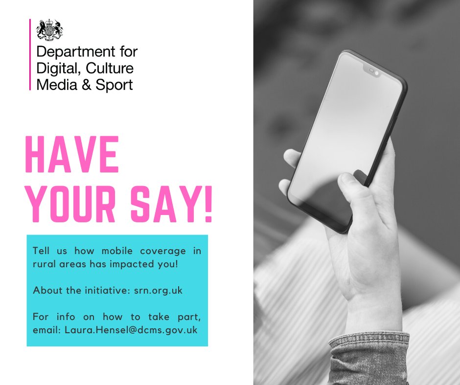 Laura Birka Hensel (@lbhensel) on Twitter photo I'm interning at <a href="/DCMS/">Department for Culture, Media and Sport</a> We're running a case study! We need people living and working in rural areas to talk about the impact of mobile coverage on their lives I'm interning at <a href="/DCMS/">Department for Culture, Media and Sport</a> We're running a case study! We need people living and working in rural areas to talk about the impact of mobile coverage on their lives