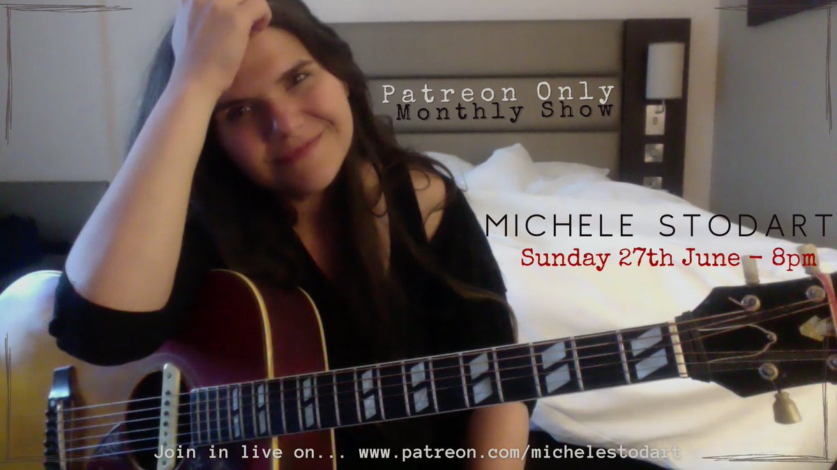 Pls RT: lots going on over on my <a href="/Patreon/">Patreon</a> page w/exclusive downloads, new music, co-writes &amp; this *Sunday 27th June* a special intimate show for you > sign up < 
Your support goes a long way xx patreon.com/michelestodart