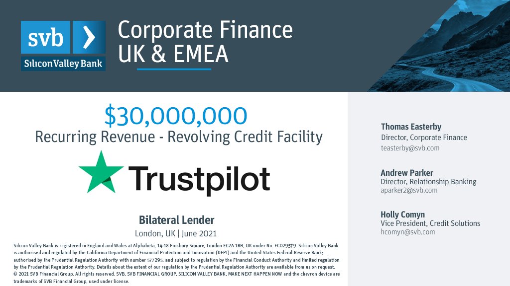 Following their hugely successful IPO, <a href="/SVB_UK/">SVB UK is now HSBC Innovation Banking UK</a>  completed a Recurring Revenue linked loan for <a href="/Trustpilot/">Trustpilot</a> this month!
The <a href="/SVB_UK/">SVB UK is now HSBC Innovation Banking UK</a> team have supported <a href="/Trustpilot/">Trustpilot</a> from the early days of their journey and it's been an absolute pleasure to continue that! 👏👏👏