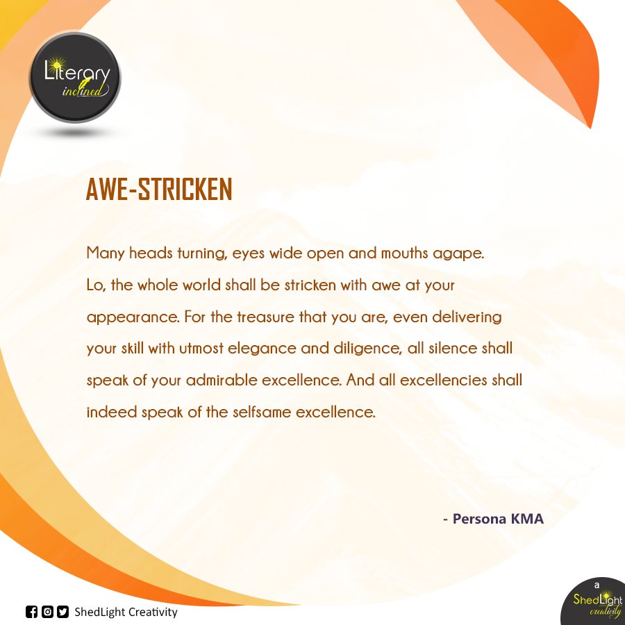 Shedlight_c's tweet photo. For the treasure that you are…
#Awe_Stricken #literature #prose #awe #awesome #surprise #treasure #appearance #diligence #elegance #excellence #admirable #reflections #creativity
#PersonaKMA
#LiteraryInclined
#It_Is_Lit
#ShedLightCreativity
✍️ @PersonaKMA https://t.co/H4IRbBPEPI