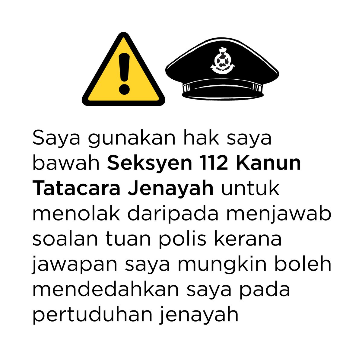 Seorang lagi individu ditangkap polis bawah #AktaSakitHati kerana satu tweet. Ingat, selepas kita ditangkap:

1. Minta buat satu phone call untuk hubungi peguam
2. Jangan bercakap dgn polis tanpa ditemani peguam 
3. Kita ada hak utk berdiam diri, bila disoal beri jawapan berikut:
