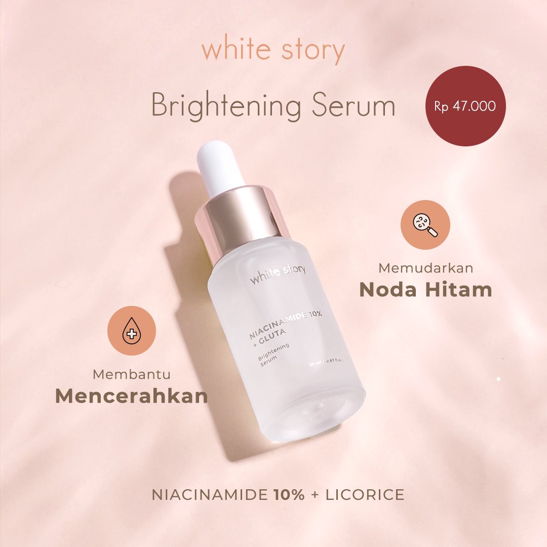 whitestoryid's tweet photo. #serummewah40ribu dari White Story😍 jadi serum ini mengandung Niacinamide 10% yang bagus banget untuk mencerahkan kulit https://t.co/UL1IC8cUxa