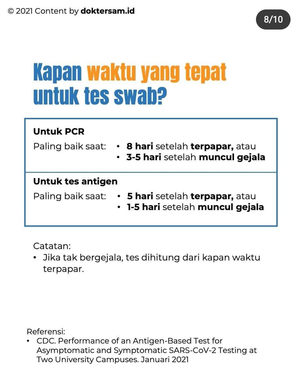teppy87's tweet photo. Kapan waktu yang tepat untuk tes swab? Lalu swab testnya yg mana? Siapa tau berguna, silakan dishare konten dari https://t.co/t4otmKJaZM ini. https://t.co/5M7ai4X1aA