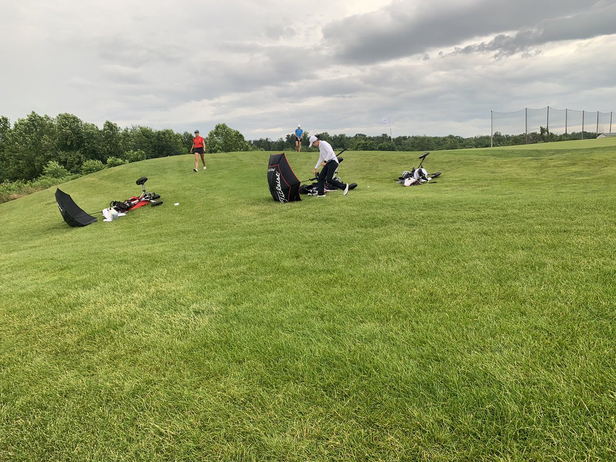 jasonablack's tweet photo. You know it is windy when...#firsthole @AJGAGolf #first2groups ๐ https://t.co/iREVdQ9std