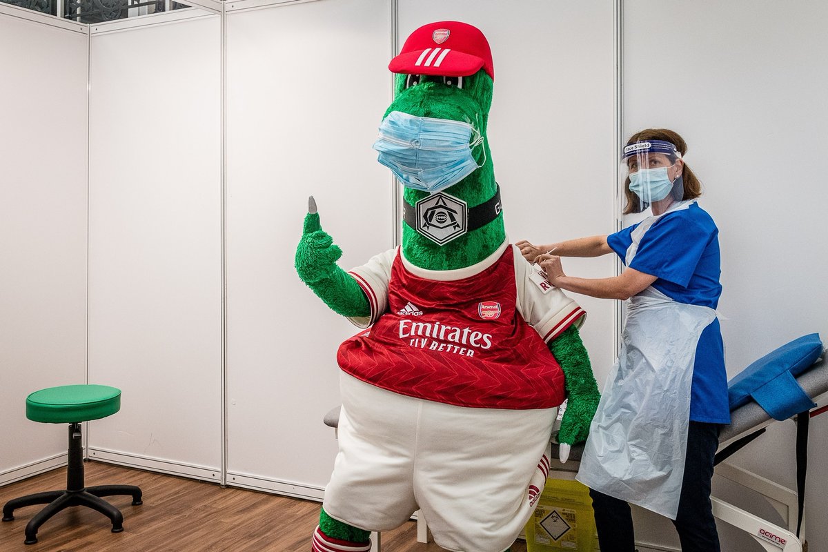 💉Like <a href="/Gunnersaurus/">Gunnersaurus</a> you can have your first #CovidVaccine this weekend at the <a href="/arsenal/">Arsenal</a> Emirates Stadium. 

<a href="/IslingtonBC/">Islington Council</a> are working with <a href="/NHSUK/">NHS</a> and <a href="/islingtongp/">Islington GP Federation</a> to bring a mass Pfizer vaccination event to Islington over four days - Fri 25 to Mon 28 June. orlo.uk/5ML6D