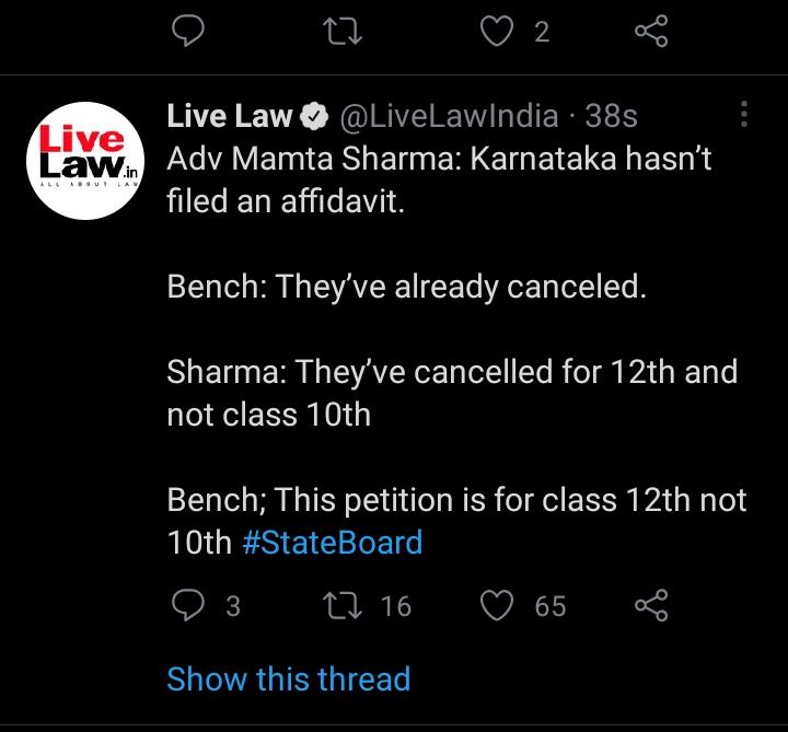 CancelSslcExams's tweet photo. @AdvMamtaSharma Mam you told you've included karnataka 10th in the petition. But the SC told the petition is only for 12th!! https://t.co/PTPp1eggwN