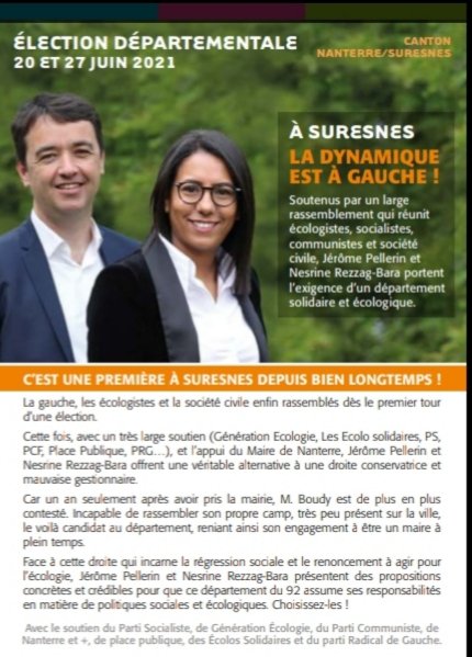 GmNesrine's tweet photo. Avec 1052 voix à #Nanterre 27.5% les Nanterriens du #canton2 nous ont placés en-tête face à une droite sortante ✊
À #suresnes c'est 1030 voix donc 10.86% que nous sommes placé 3ème. Une victoire pour nous alors que la gauche n'est plus représentée au #CM à suresnes.
Merci ✊🙏 https://t.co/28jHwYSxtI