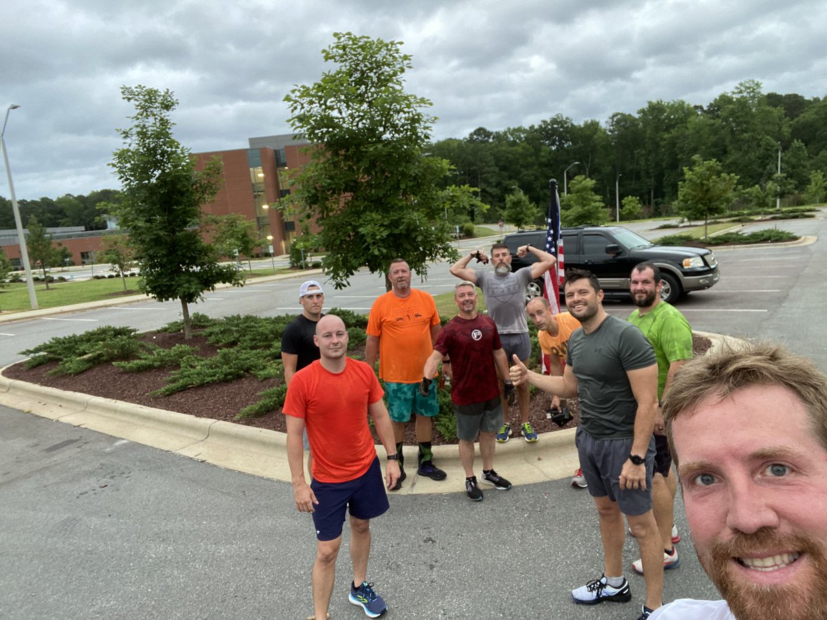 9PAX for a Dirty Pipes beatdown. 
25xSSH, 25xMerkin (OYO), 10xIW, mosey to front loop. Partner work. 400xMerkin,Squat,LBC. Partner as pacer🔁.🐻crawl up hill, 5xBurpee, Crawl🐻 down. Mini-mile. 4xLaps each lap faster than the previous. 25xWWI (OYO)

COT: Be confident, not proud.