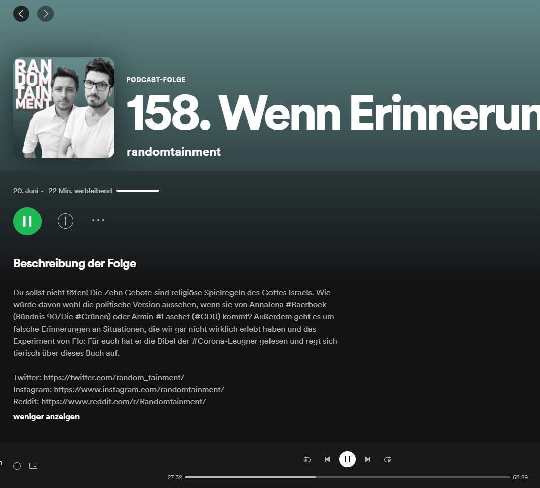 RoboSandmann's tweet photo. @random_tainment Im Player wird bei Spotify immer die richtige Zeit angezeigt und in der App springen die verbleibenden Minuten auch auf den richtigen Wert wenn man Play drückt. Im Browser auf der anderen Seite 😅 https://t.co/q8iR9GgtVy