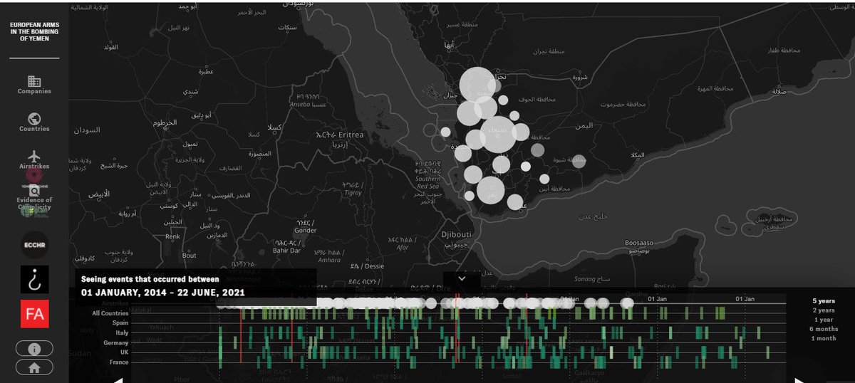 trevisanste's tweet photo. Out today online: https://t.co/k1yUILJ3w1 platform developed by @ECCHRBerlin , @ForensicArchi @YemeniArchive and @Bellingcat that exposes the patterns of indiscriminate attacks by the Coalition against civilians and civilian infrastructure in #Yemen #OSINT https://t.co/AW650bgGx1