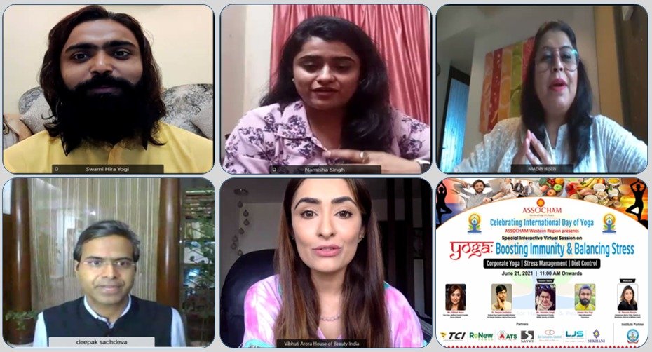 ASSOCHAM4India's tweet photo. Celebrating #InternationalDayOfYoga, #ASSOCHAM Western Region organised an interactive virtual session on Yoga: Boosting Immunity &amp; Balancing Stress.

The session shed light on the importance of yoga in everyday life with a prime focus on its role for the corporates.
@jaiminjshah https://t.co/erDT4NdSj6