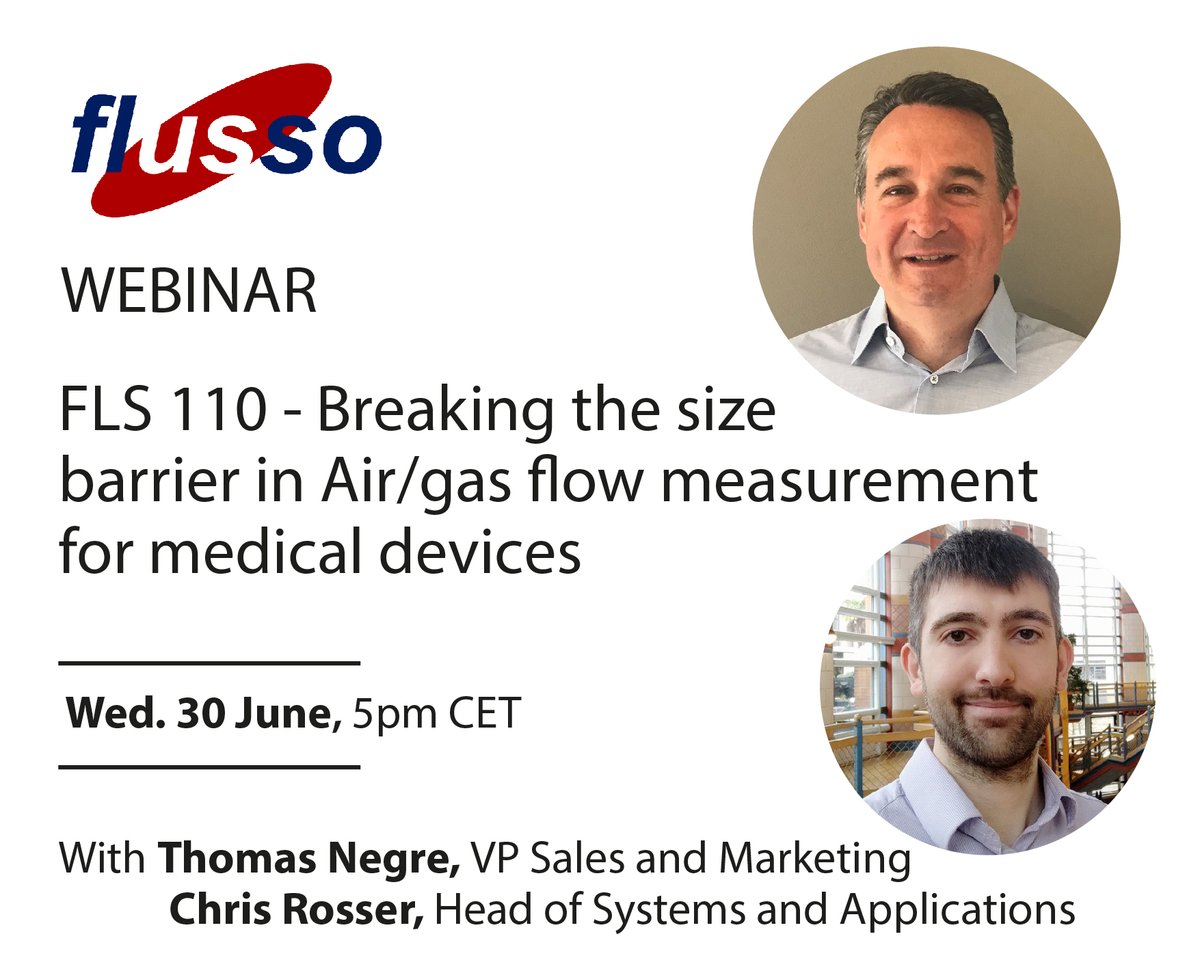 Chris Rosser and Thomas Negre will explain you how the FSL110 can be your solution for the medical device especially for these applications: Peak flow meters, Smart inhalers, Breathalysers, Sport performance trainers.

Online Webinar | Link to register : flussoltd.com/medical-air-we…