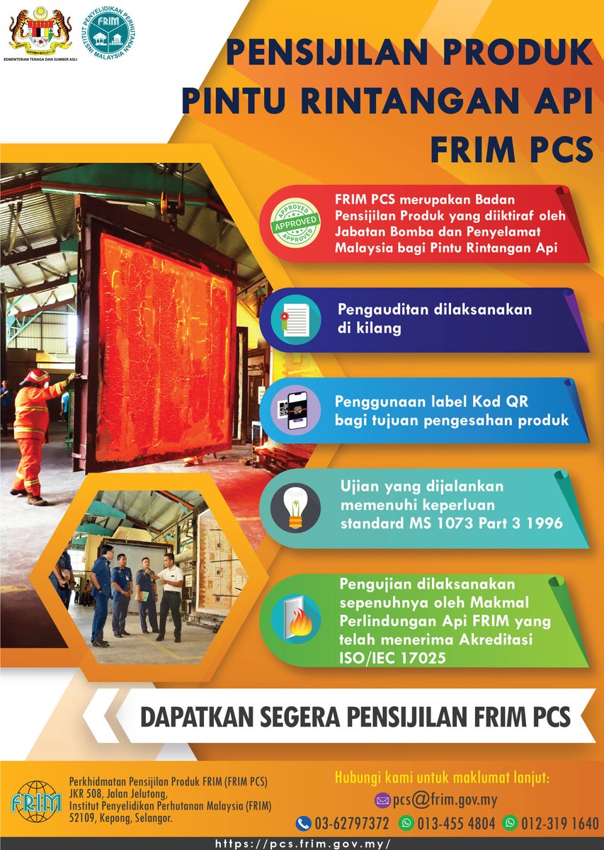 FRIMKepong's tweet photo. @FRIMKepong merupakan Badan Pensijilan Produk diiktiraf @bombaJBPM bg produk pintu rintangan api di Malaysia. 
https://t.co/BVBHK5P5ZU

#FRIMPCS #PerkhidmatanPensijilanProdukFRIM #FRIMProductCertificationServices https://t.co/OZDGHBvfga