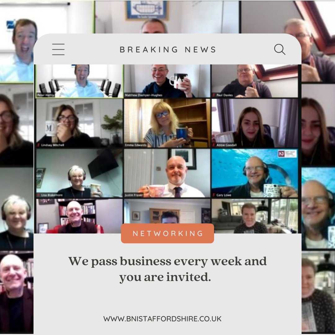 NetworkBni's tweet photo. We would like to help you grow your business - want to know more?  DM us and we will send you the details of our online meeting. #BNI #givergain #bnistaffs https://t.co/ZERFaEzLkq https://t.co/r5eFUPofWX