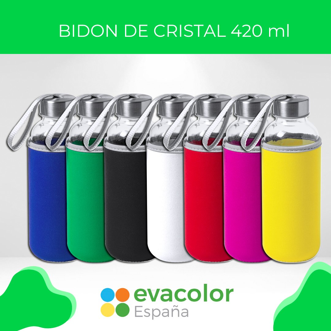 Botella de agua de cristal 420ml con funda Dokath