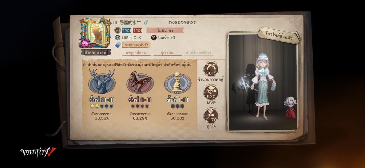C_KhaNiN's tweet photo. ฉันกำลังเล่น Identity V อยู่ คุณอยากเล่นหรือเปล่า https://t.co/bvfJZ1jtVY