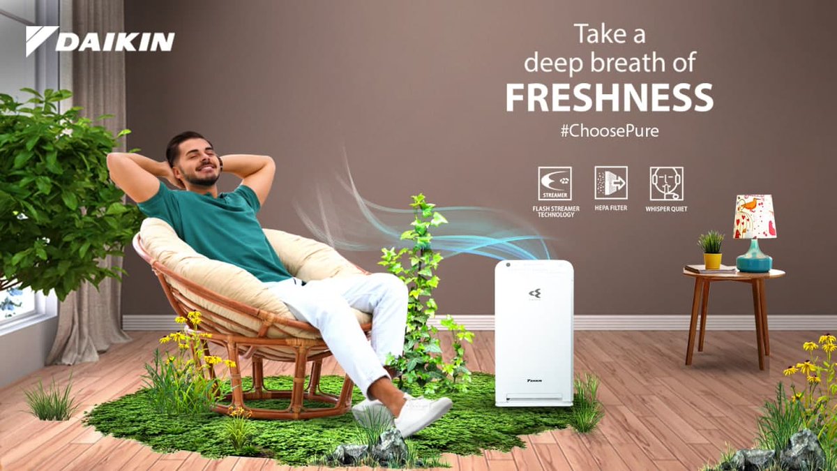 DaikinQatar's tweet photo. No need to go out for Fresh Air! Daikin air purifier brings freshness to your home! Learn more: https://t.co/rmyGUoqRJr

#Daikin #DaikinQatar #AirPurifier #AirConditioners #SustainableSolutions #Sustainability #BreatheEasy https://t.co/ol7McPMgI9