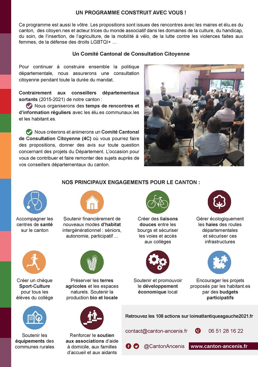 ✍️Profession de foi
Voici la circulaire qui devrait arriver cette semaine dans votre boîte aux lettres ! Elle rappelle nos engagements dans un programme construit avec vous.

👉Pour un canton acteur de la majorité départemental et des élus de proximité, RDV le 27 juin !