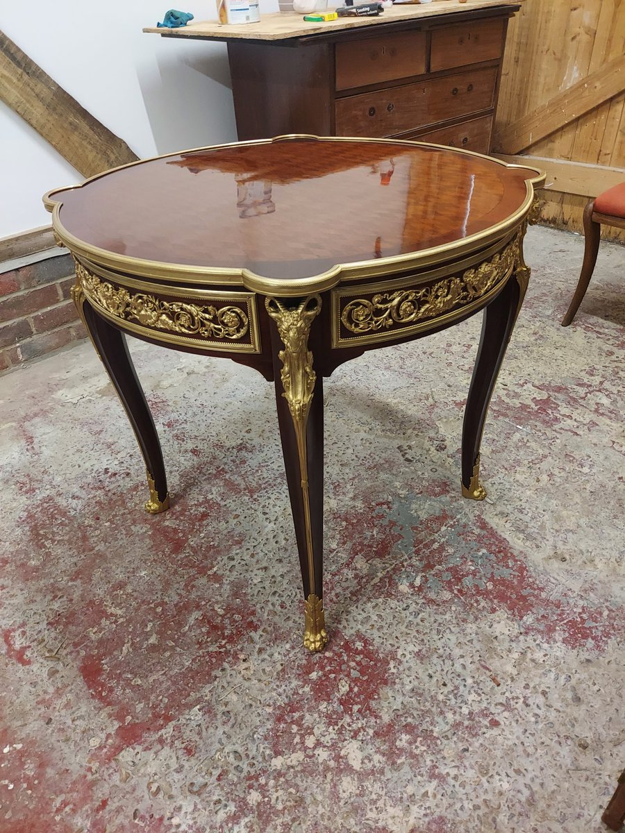 eruditeinterior's tweet photo. Latest acquisition and restoration. A fine centre table in the manner of F.linke. https://t.co/uOkOcH1sNl