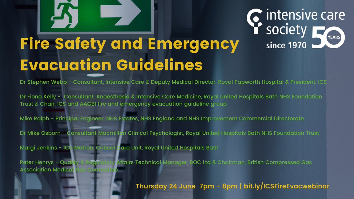ICS_updates's tweet photo. Don't miss our #ICSLearning webinar this Thursday at 7pm! We'll be joined by a panel of experts to discuss our recent joint guidance with @Assoc_Anaes about Fire Safety and Emergency Evacuation.
Register now at https://t.co/yaJXQkk80q https://t.co/MyPn4H3TJC