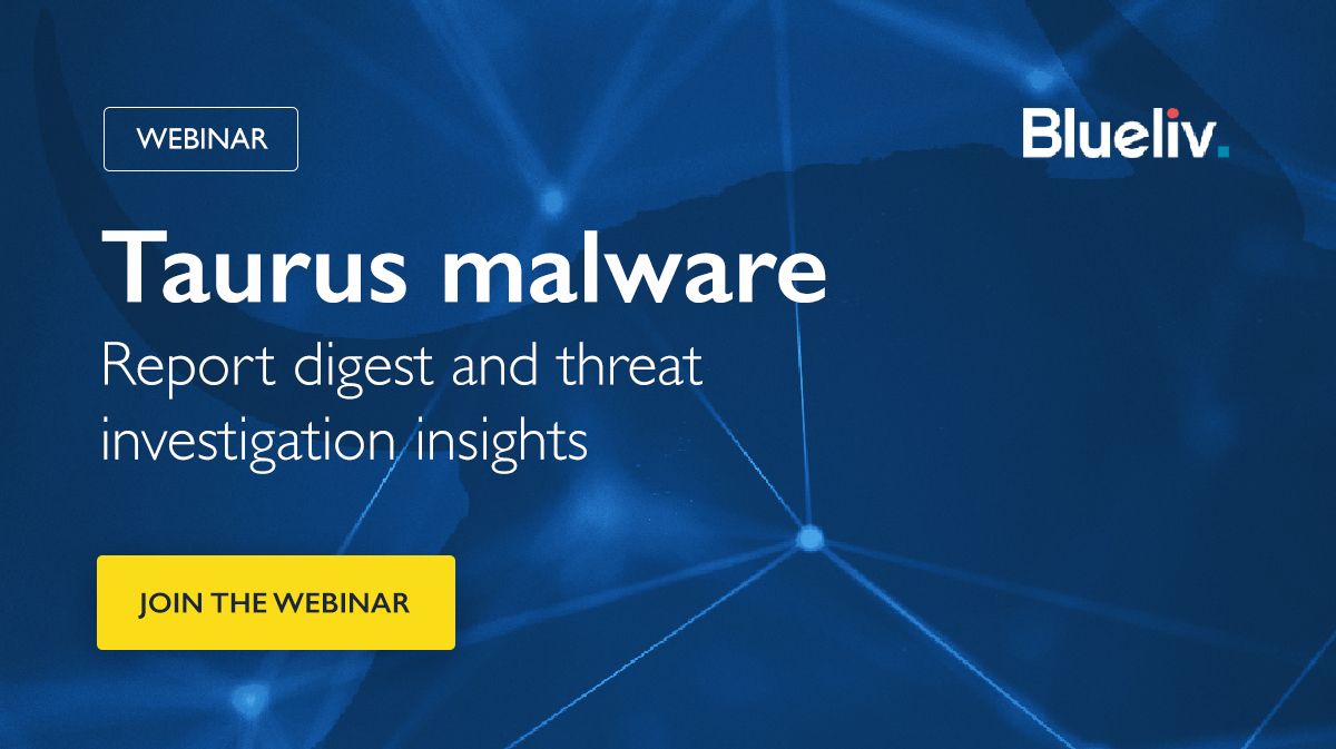blueliv's tweet image. Join our pre-sales lead during the webinar on June 29th at 4pm CEST to get a straightforward digest of our recent report about Taurus Stealer and witness a #threathunting demo. buff.ly/3gmGexc #threatenrichment #datacorrelation #malwarereverse #SOC #redteam