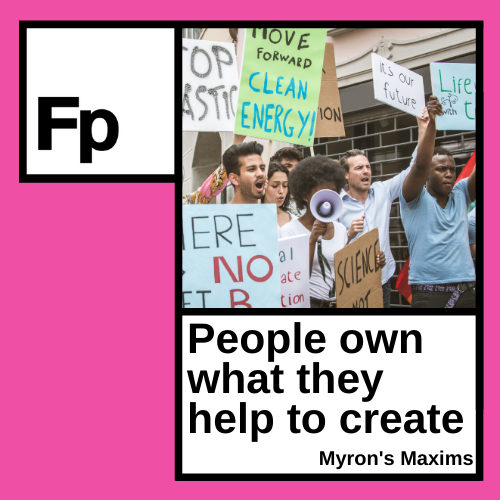 We firmly believe that participation is key to organisational change. That by involving your people in defining the future, leaders will empower them and share ownership and accountability with them. 

#myronsmaxims #leadership #together