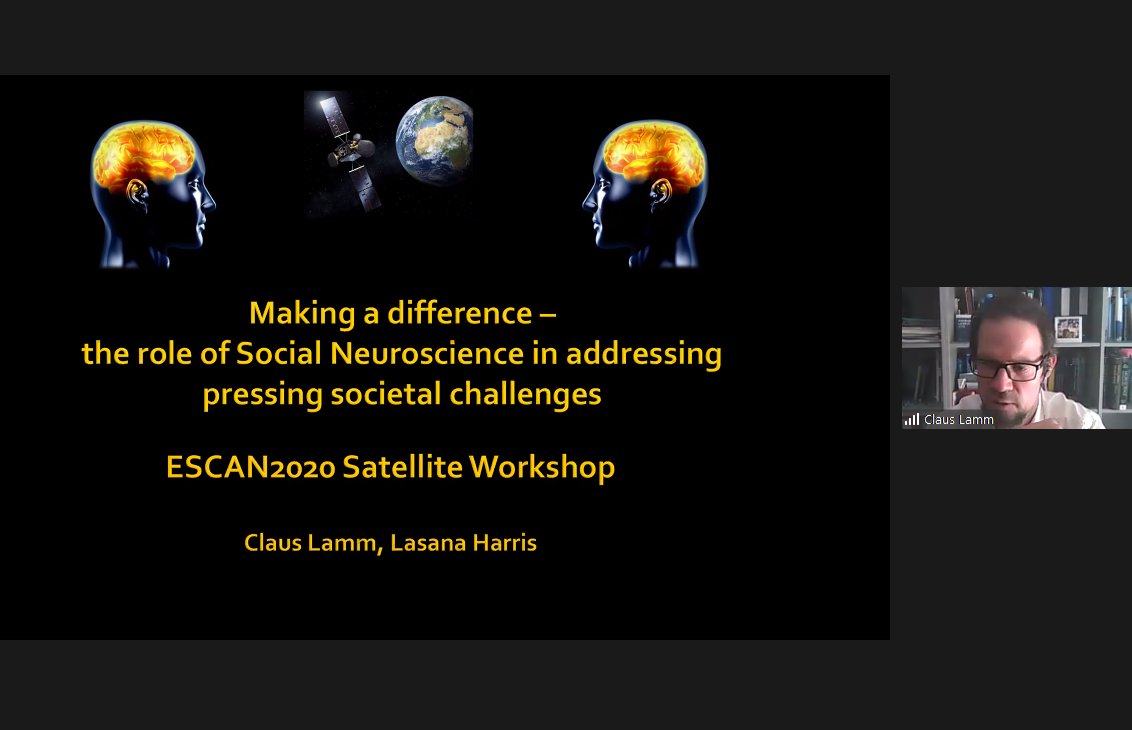 helenahhartmann's tweet photo. It's #escan2021 week and the conference starts off with a real treat! ⬇️
✨ #MAKEITSOCIAL - the role of Social Neuroscience in addressing pressing societal challenges ✨
Chaired by none other than (my PhD supervisor) @ClausLamm and @lasana_harris! 🔥 https://t.co/TQxb7YCuPl
